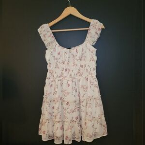 Streetwear Society Cream Floral Ruffle Tiered Sundress